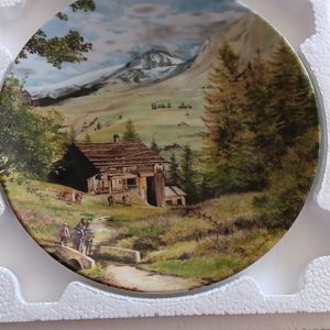 Vtg Porcelain French plate, "Promenade Dan's les Alpes" artist Michel Julien 198
